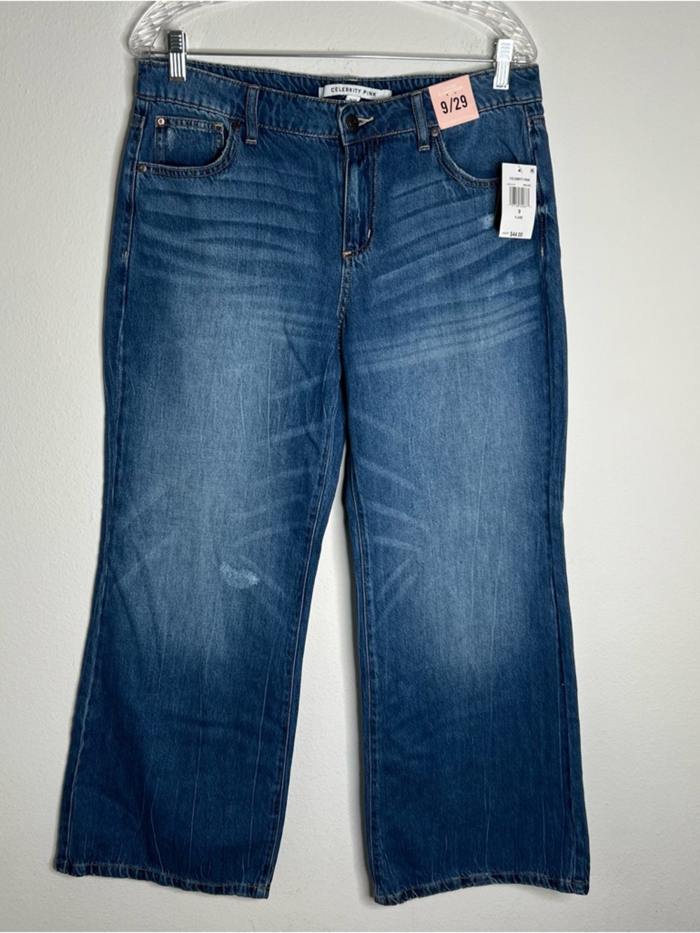 Celebrity Pink Womens Wide Leg Low Rise Dark Wash Denim Jeans Size 9/29